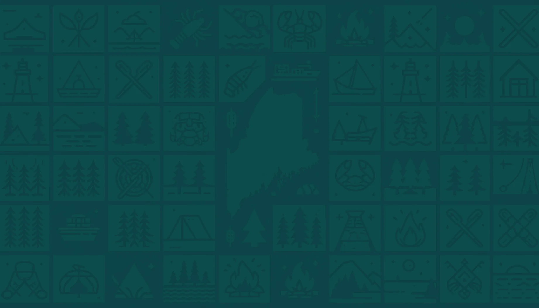Illustrated Maine-inspired pattern in deep green